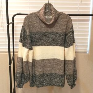 Zenana XL turtle neck sweater Grey/Blk/Wht NWOT